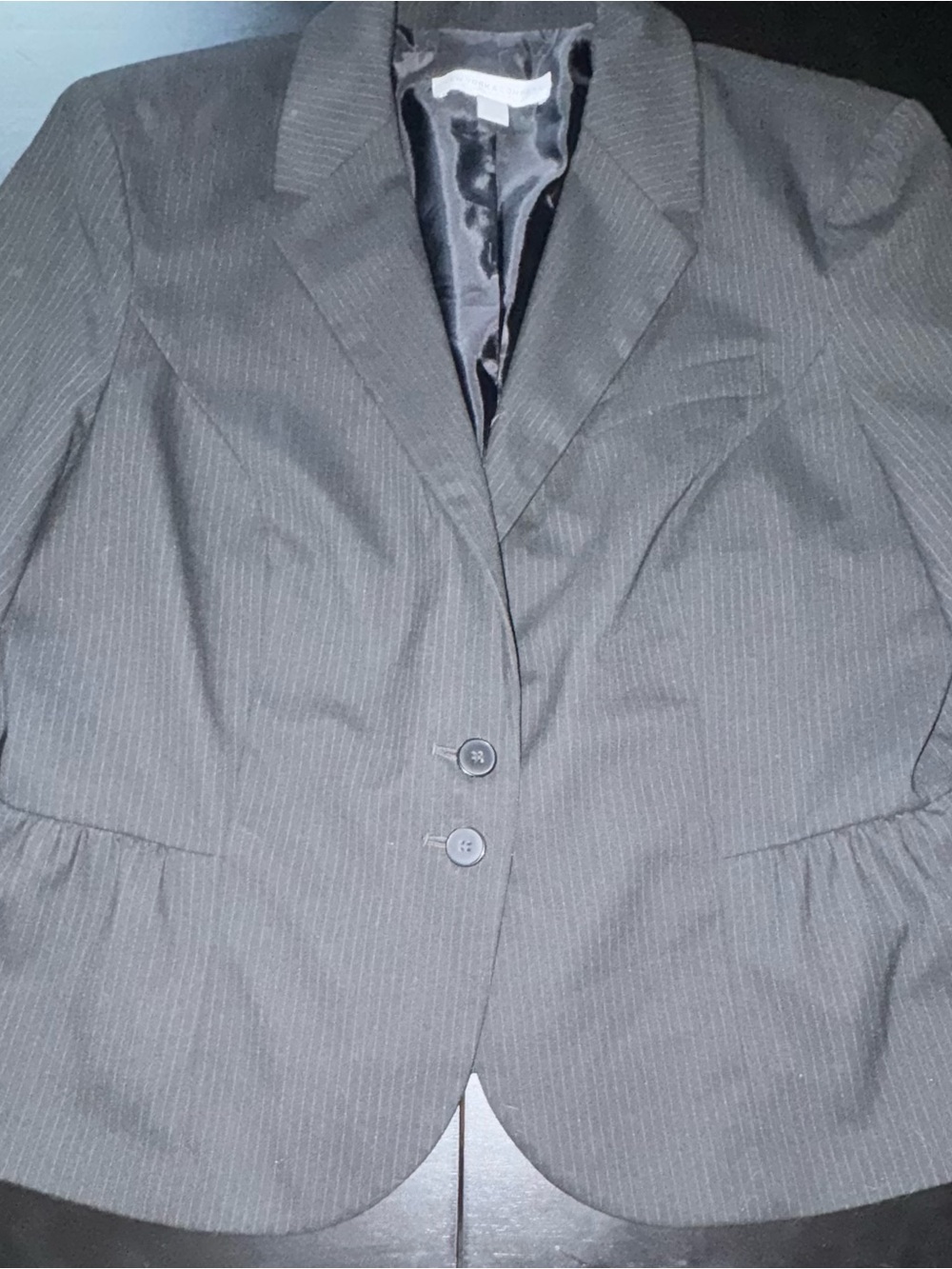 New York & Company Gray Pinstripe Peplum Blazer